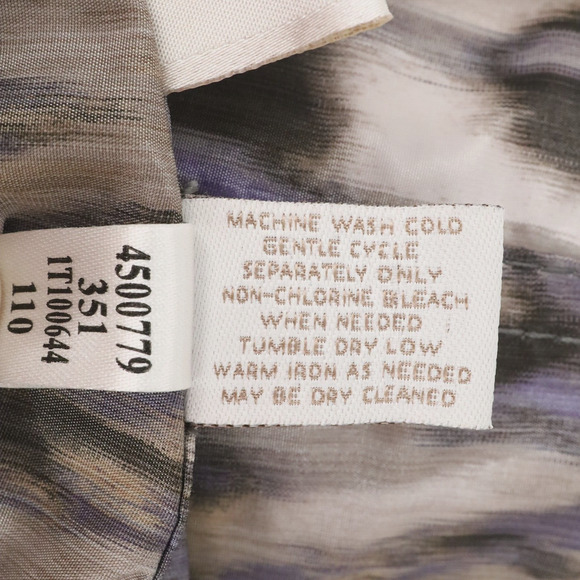 Chicos Jacket 1 Womens Medium 8 Blue Beige Nylon Blazer Ruffle Neck Career - Picture 15 of 15